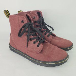 Dr Martens Airwair Shoreditch Womens Sz 8 Combat Boots Red Canvas Shoes
